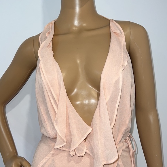 REFORMATION Blush Maxi Flowy Cocktail Special Event Wrap Dress size XS - Picture 3 of 15